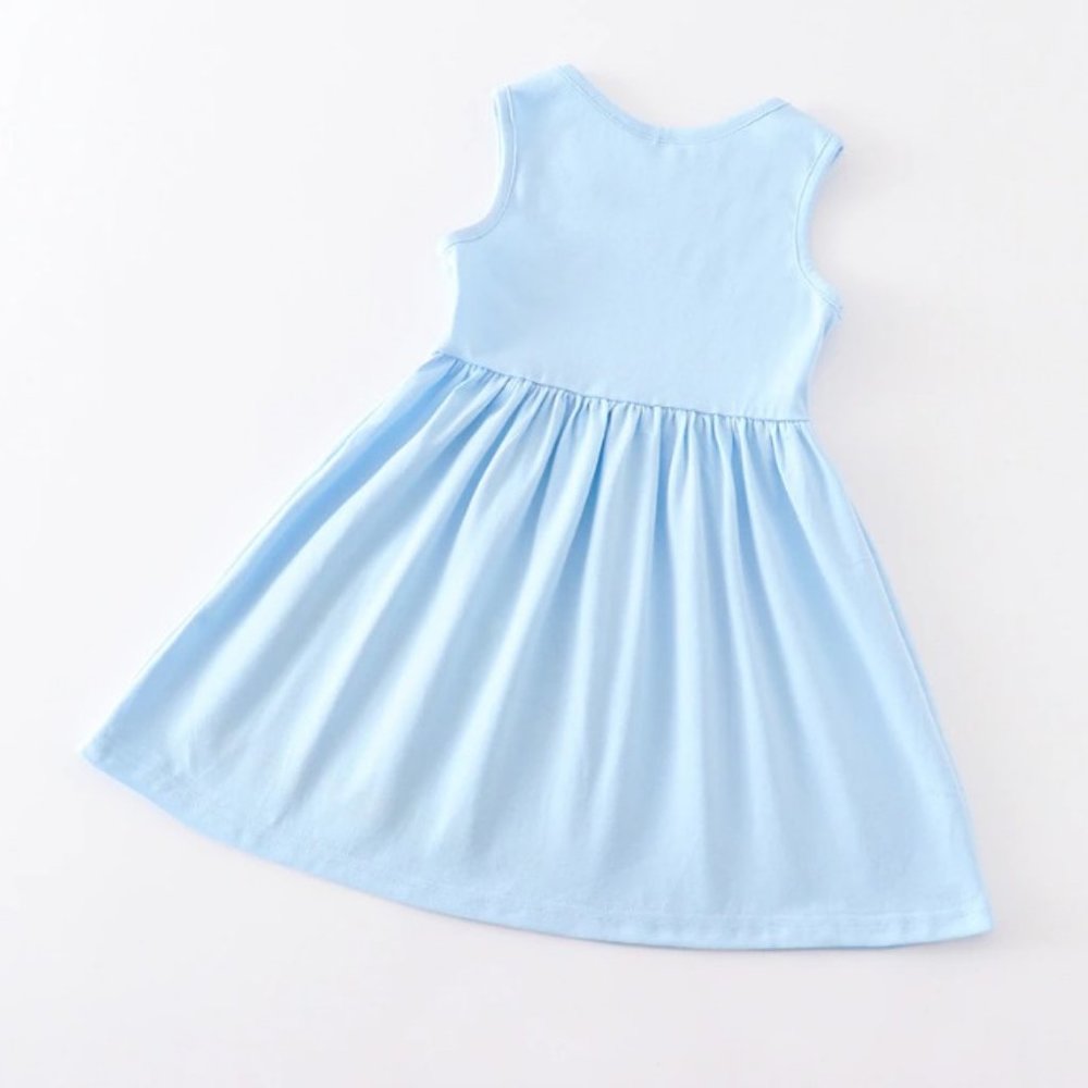 Boutique Back to School Embroidered Crayon Blue Sleeveless Dress - Picture 3 of 4